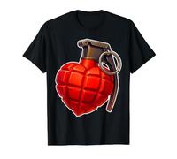 Grenade à Main Love Bomb Heart T-Shirt Graphique avec Valeur
