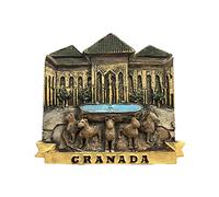 Grenade Alhambra 3D Lion Cour Réfrigérateur Aimant Souvenir Résine Collection, Espagne Aimant Cadeau Magnétique Maison Cuisine Décoration