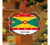 Grenade Ornement d'arbre de Noël Drapeaux nationaux de pays marins voiliers souvenirs drôles disques en acrylique transparent drapeau national cadeaux nautiques pendentif pour décoration d'arbre de
