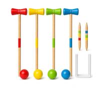 GRENADINE BOUTIQUE Jeu De Croquet Bois Set Complet - Maillets Boules Arceaux Piquets - Jeux Bois Exterieur Famille Activité Plein Air - Jeux en Bois Exterieur 4 Joueurs