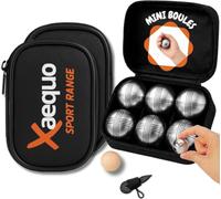 GRENADINE BOUTIQUE Set Mini Petanque Complet 6 Mini Boules Acier Chrome - Mini Sacoche, Cochonnet Bois et Mesureur Inclus - Jeu Interieur et Exterieur Portable, Famille, Enfant (Lot de 2 Mini)