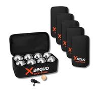 GRENADINE BOUTIQUE Xaequo Set Complet de Pétanque, 8 Boules en Acier Chromé, avec Mallette Rigide, But Bois et Mesureur, Jeu Extérieur Famille (Lot de 5)