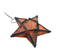 Grendly Bougeoir en fer en forme d'étoile de Moravie pour bougie chauffe-plat Orange Mini lanternes faciles à utiliser Jaune