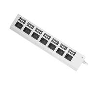 Grendly Hub USB 2.0 - Répartiteur USB - Plusieurs ports - Adaptateur d'alimentation avec interrupteur pour ordinateur portable - Blanc