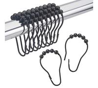 Grendly Lot de 12 anneaux en métal pour rideau de douche - Noir