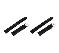 Grendly Lot de 2 bracelets de montre de 18 mm en cuir synthétique noir avec boucle en alliage, Noir , Classique