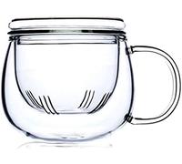 Greneric Tasse à thé en verre avec infuseur 355 ml, tasse en verre borosilicate, durable, résistante à la chaleur, adaptée pour le thé, les boissons, le café glacé