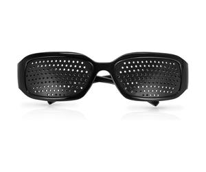 Grenhaven Lunettes à Grille Sténopéïques, Lunettes de Repos à Sténopé avec des Branches Pliables, Pinhole Glasses, Noir
