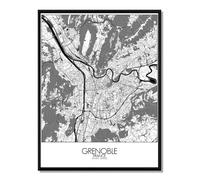 Grenoble carte ville city map n&b