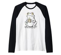 Grenouille Amusante Buvant du café Vintage Grenouilles Humour du Matin Manche Raglan