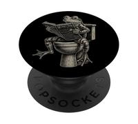 Grenouille Amusante sur Les Toilettes pour Lire Un Journal PopSockets PopGrip Adhésif