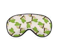 Grenouille animale ayant le thé de l'après-midi masque de sommeil couverture de nuit pour les yeux pour femmes hommes BlockLight pour avion voyage sieste sangle réglable