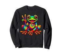 Grenouille Arc-en-Ciel tie-Dye avec Signe de Paix propageant Un Sourire Hippie Sweatshirt