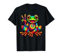 Grenouille Arc-en-Ciel tie-Dye avec Signe de Paix propageant Un Sourire Hippie T-Shirt