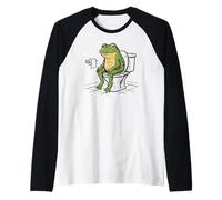 Grenouille Assise sur Les Toilettes amphibien Graphique Salle de Bain Manche Raglan