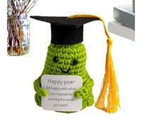 Grenouille au crochet - Poupée de soutien émotionnel, robe avec bonnet pour poupées en peluche douce, mini peluche pour diplôme tricoté positif, étonnants animaux faits à la main