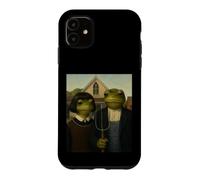 Grenouille avec Coupe de Cheveux Bob American Gothic Gen Z Portrait de Ferme Coque pour iPhone 11