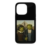 Grenouille avec Coupe de Cheveux Bob American Gothic Gen Z Portrait de Ferme Coque pour iPhone 13 Pro