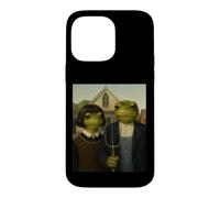 Grenouille avec Coupe de Cheveux Bob American Gothic Gen Z Portrait de Ferme Coque pour iPhone 14 Pro Max