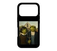 Grenouille avec Coupe de Cheveux Bob American Gothic Gen Z Portrait de Ferme Coque pour iPhone 17 Pro