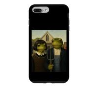 Grenouille avec Coupe de Cheveux Bob American Gothic Gen Z Portrait de Ferme Coque pour iPhone 7 Plus/8 Plus