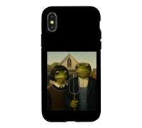 Grenouille avec Coupe de Cheveux Bob American Gothic Gen Z Portrait de Ferme Coque pour iPhone X/XS