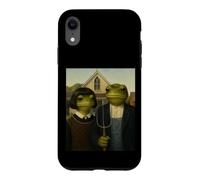 Grenouille avec Coupe de Cheveux Bob American Gothic Gen Z Portrait de Ferme Coque pour iPhone XR