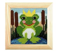 Grenouille avec couronne Kit de broderie au point de croix