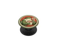 Grenouille avec Une Tasse de thé pour Les Amateurs de Grenouilles, Les Fans de cottagecore PopSockets PopGrip Adhésif