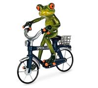 Grenouille avec vélo rouge, pierre artificielle, env. 18 x 16 cm