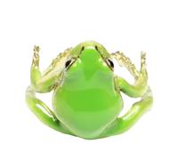 Grenouille - Bijoux grenouille en résine verte durable, cool et réglable | Résine verte étrange avec grenouille ouverte en forme de grenouille, design créatif pour adultes, et femmes, 0.98