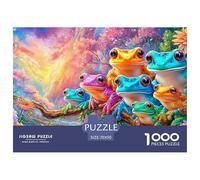 Grenouille Bleue sur Lily Pad au Milieu de Fleurs de Lotus Puzzle De 1000 Pièces Grenouille rêve Jeu De Puzzle Familial pour Toutes Les Âges 70x50cm/1000pcs