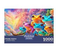 Grenouille Bleue sur Lily Pad au Milieu de Fleurs de Lotus Puzzle De 1000 Pièces Grenouille rêve Puzzles Classiques pour Enfants Et Adultes 38x26cm/1000pcs