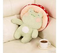 Grenouille champignon, peluche grenouille mignonne de 16, 5 pouces avec chapeau de champignon rouge animal en peluche oreiller super doux pour la décoration la chambre à coucher, cadeau Kawaii, ore