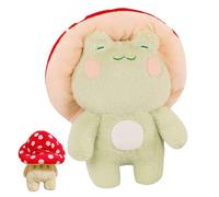 Grenouille champignon, peluche grenouille mignonne de 16, 5 pouces avec chapeau de champignon rouge, oreiller super doux pour décoration chambre à coucher, cadeau Kawaii, décoration intérieure pour