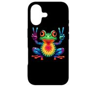 Grenouille colorée tie-Dye Signe de Paix Couleur Art Cool Hippie Grenouille Coque pour iPhone 17
