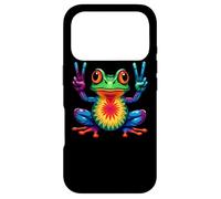 Grenouille colorée tie-Dye Signe de Paix Couleur Art Cool Hippie Grenouille Coque pour iPhone 17 Pro