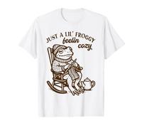 Grenouille Confortable tricotée dans Une Chaise à Bascule avec thé T-Shirt Graphique avec Valeur