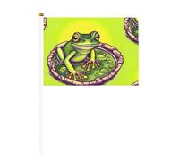 Grenouille dans un étang - Drapeau imprimé double face - 14 x 20,8 cm - Convient pour les activités d'équipe