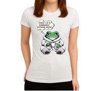 Grenouille dans un peignoir - Drôle Today I'm In Emergency Nothing Mode Meme, humour paresseux, design relax, inscription en allemand « Coffee » pour femme, Blanc., L