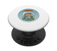 Grenouille dans Un Pot Grenouille drôle avec des Champignons PopSockets PopGrip Adhésif
