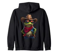 Grenouille de Cowboy rétro avec Lunettes de Soleil et Bandana Coucher de Soleil Sweat à Capuche