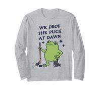 Grenouille de Hockey Amusante We Drop The Puck At Dawn Manche Longue