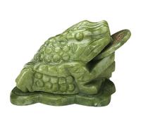 Grenouille de Jade avec pièce de Monnaie dans la Bouche 4 x 3 x 3 Trois Pattes à Pattes Grenouille Naturel Jade Argent Feng Shui collectionnable Figurines pour Attirer Une Voiture Bureau et Une dé