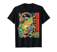 Grenouille de Jeu Anime avec écouteurs et icônes rétro Pixel Art T-Shirt