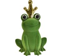 Grenouille décorative Roi Grenouille avec couronne dorée - décoration printanière et estivale enchanteresse, figurine de grenouille verte, décoration de conte de fées, 40,5cm