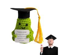 Grenouille en peluche de remise de diplôme - Conception miniature au crochet, construction de fil doux, tenue de casquette et de robe | Cadeau de collection de sentiment positif, mémoire d'affichage d