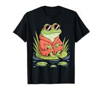 Grenouille en Robe et Lunettes de Soleil sur Lily Pad Cadeaux Amusants T-Shirt