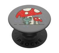 Grenouille fantaisiste se cachant de la Pluie sous Un Champignon PopSockets PopGrip Adhésif