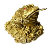 Grenouille Feng Shui, statue de crapaud en laiton, décorations de crapaud porte-bonheur, crapaud à trois pattes, attire la richesse et la chance, décoration Feng Shui chinoise (taille S)